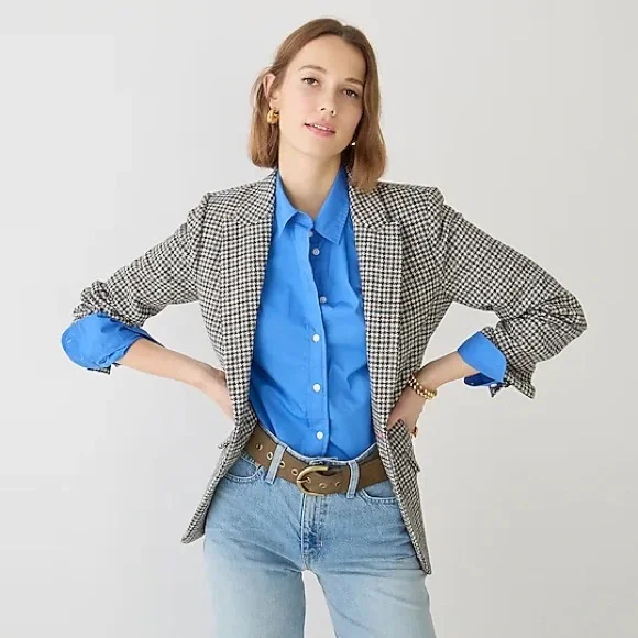 J. Crew Black and White Houndstooth Blazer - Picture 9 of 10